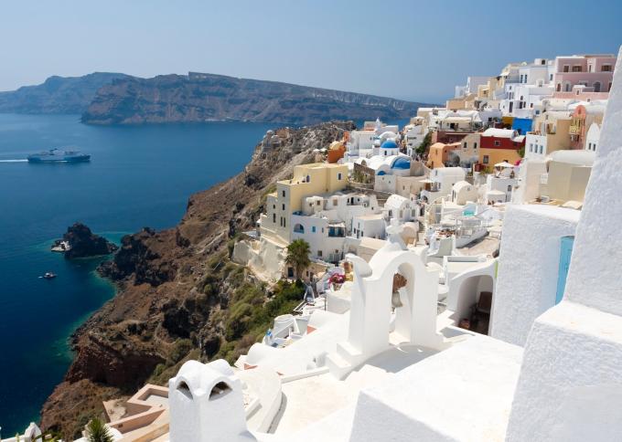 Pocztówkowy widok Santorini